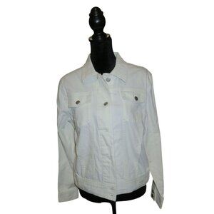 IZOD White Cotton & Spandex Button Up Jacket size Medium